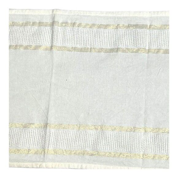 LuxeHabitat Beige & Gold Floss Thread Woven Table Runner 15.5” X 72.5” READ MORE - Picture 1 of 6